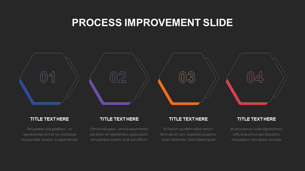 4 Step Process Improvement PowerPoint Template Dark