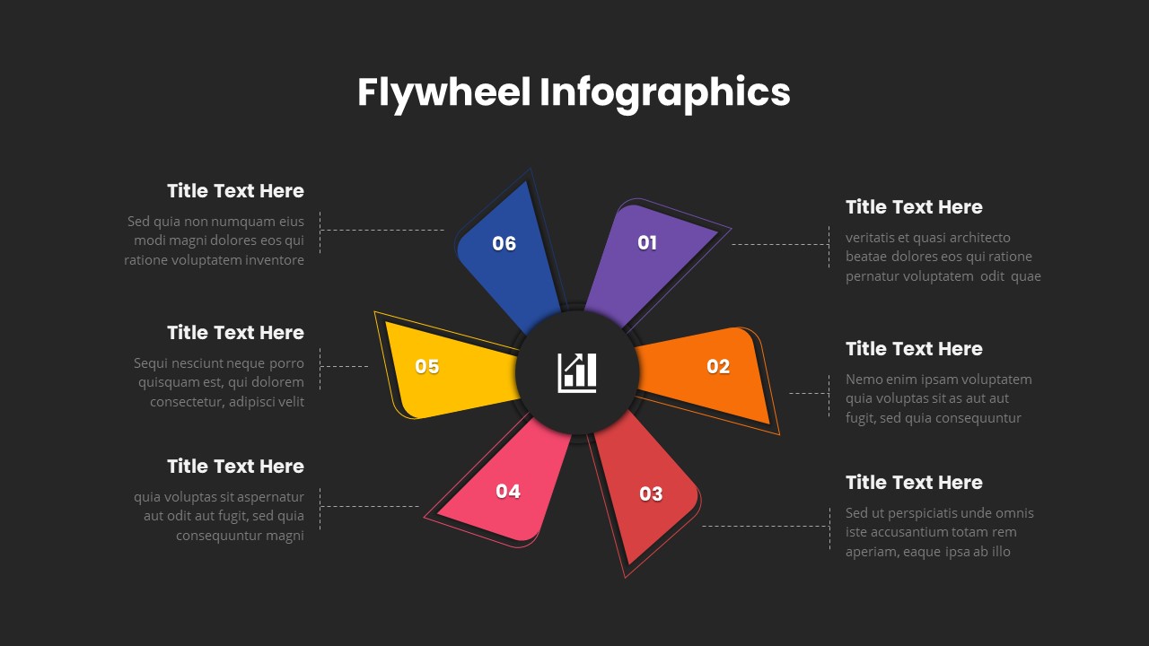 6 Step Flywheel Infographics Template Dark
