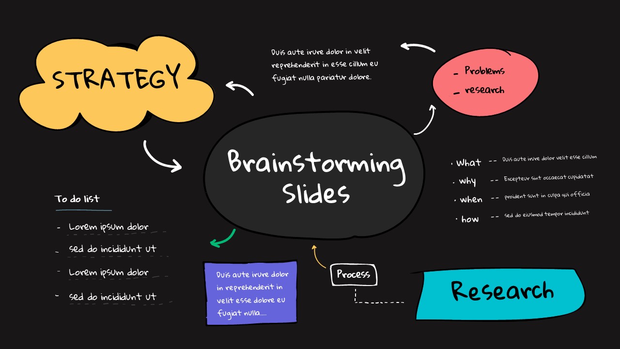 Brainstorming Slide Presentation Template Dark