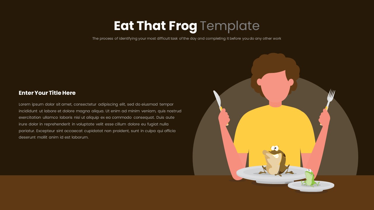 Eat That Frog PowerPoint Template Dark