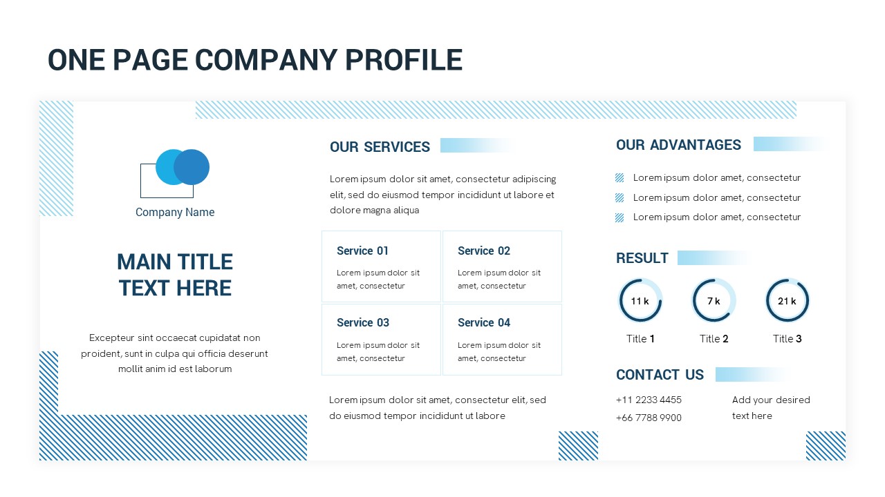 One Page Company Profile PowerPoint Template