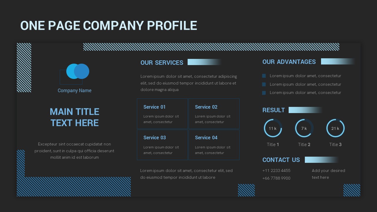 One Page Company Profile PowerPoint Template