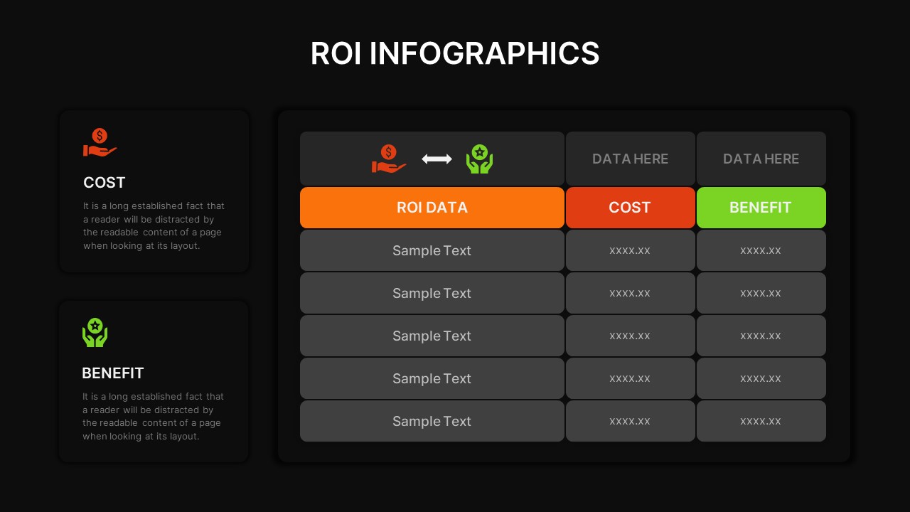 ROI Infographic PowerPoint Template Dark