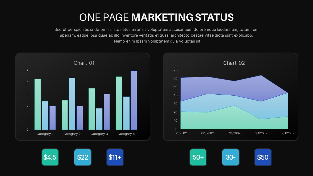 one page marketing status template