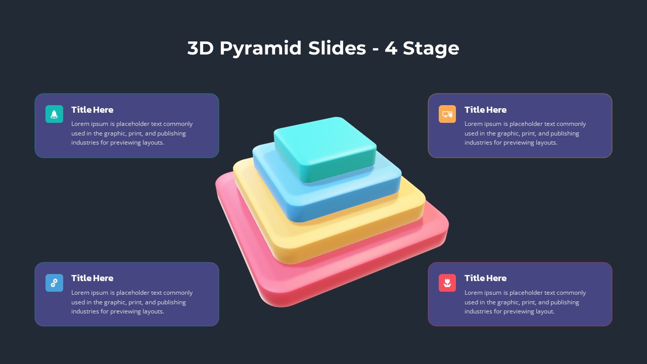 3D Pyramid Slide PowerPoint Template Dark