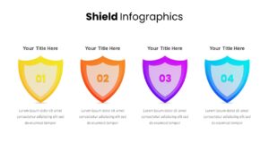 4 Items Shield Infographic PowerPoint Template