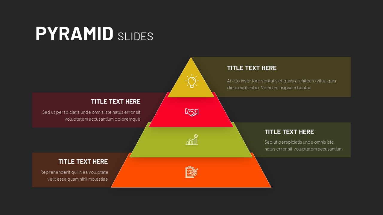4 Stage Pyramid Slide PowerPoint Template Dark