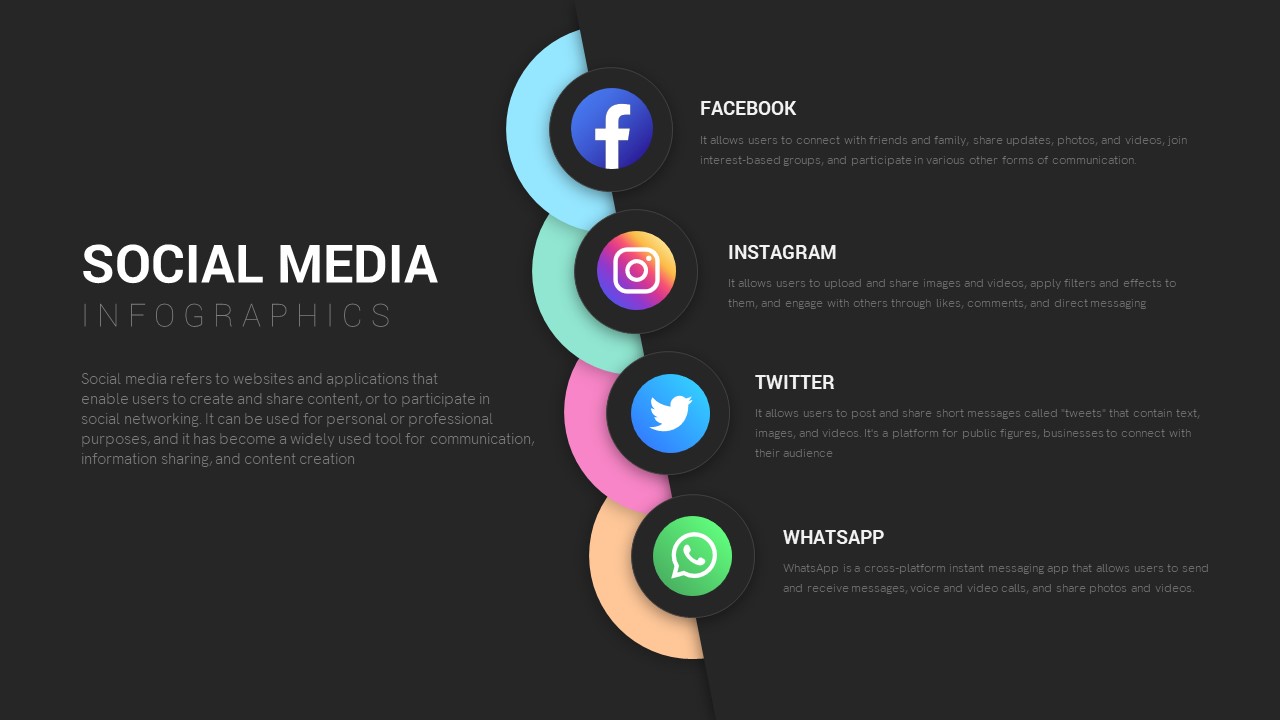 Social Media Infographics Template Dark