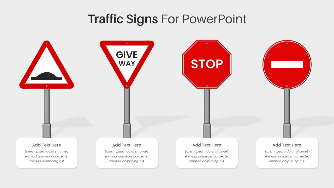 Free Road Street Sign PowerPoint Presentation Template Red