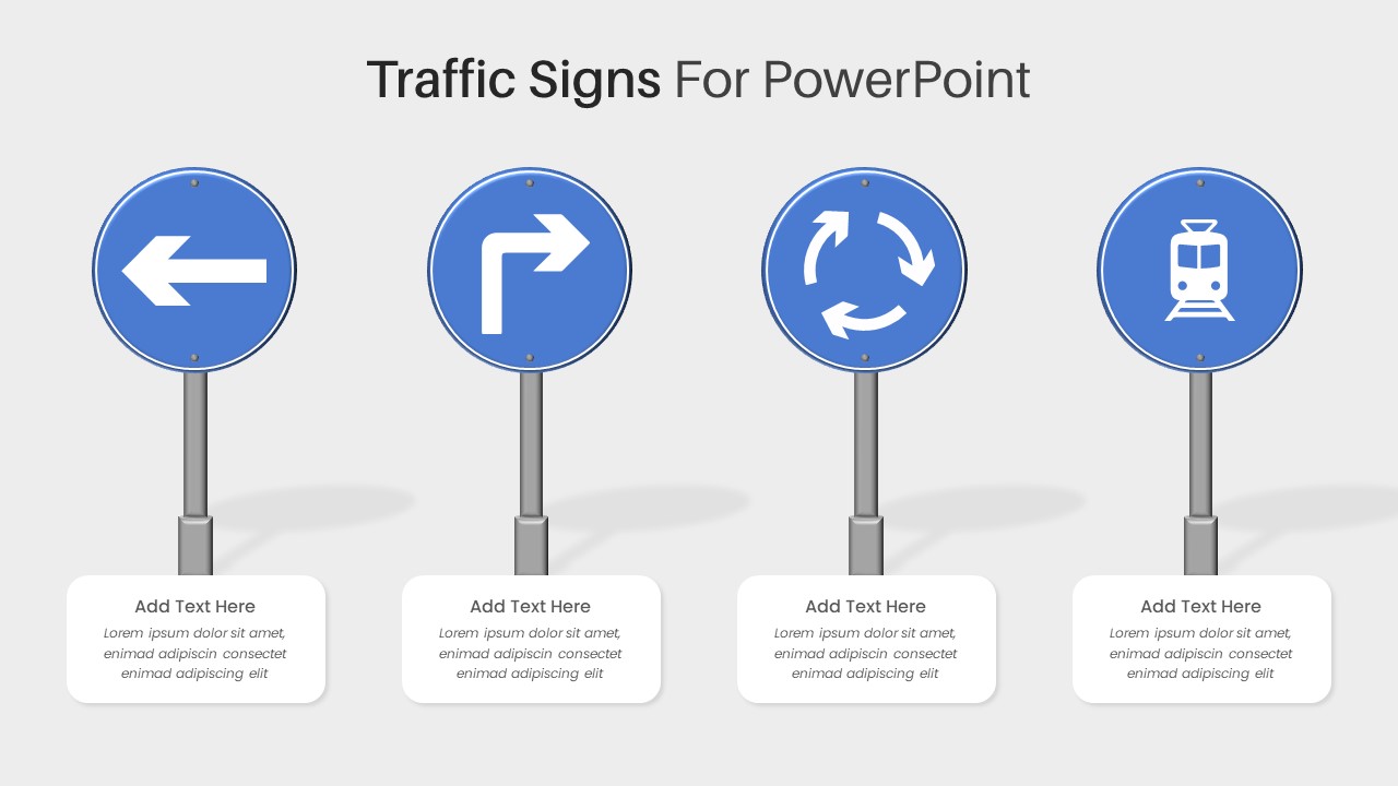 Free Road Street Sign PowerPoint Template Blue
