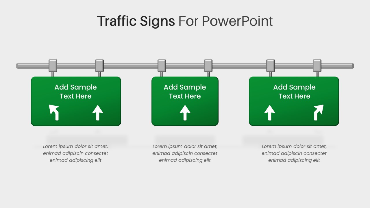 Free Road Street Sign PowerPoint Template Green