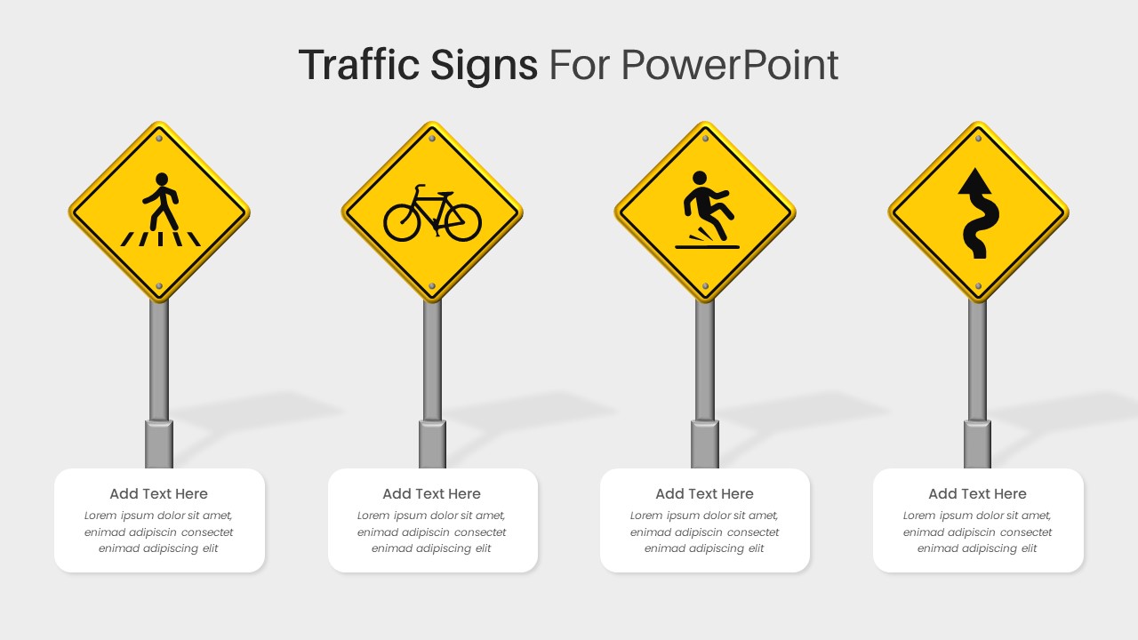 Free Road Street Sign PowerPoint Template Yellow