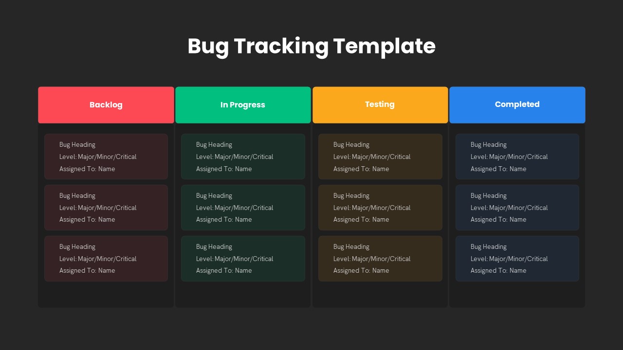 Bug Tracking PowerPoint Template Dark
