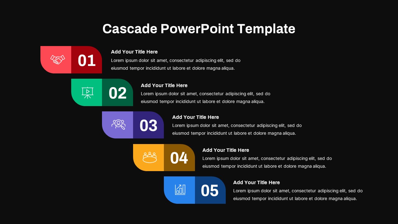 Cascade Infographics PowerPoint Template Dark