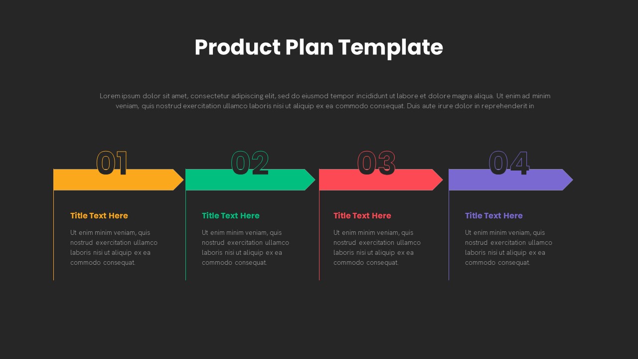 Product Plan PowerPoint Template Dark