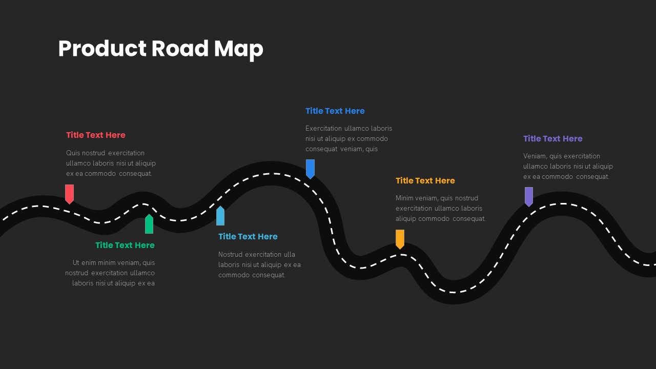 Product Road Map PowerPoint Template Dark