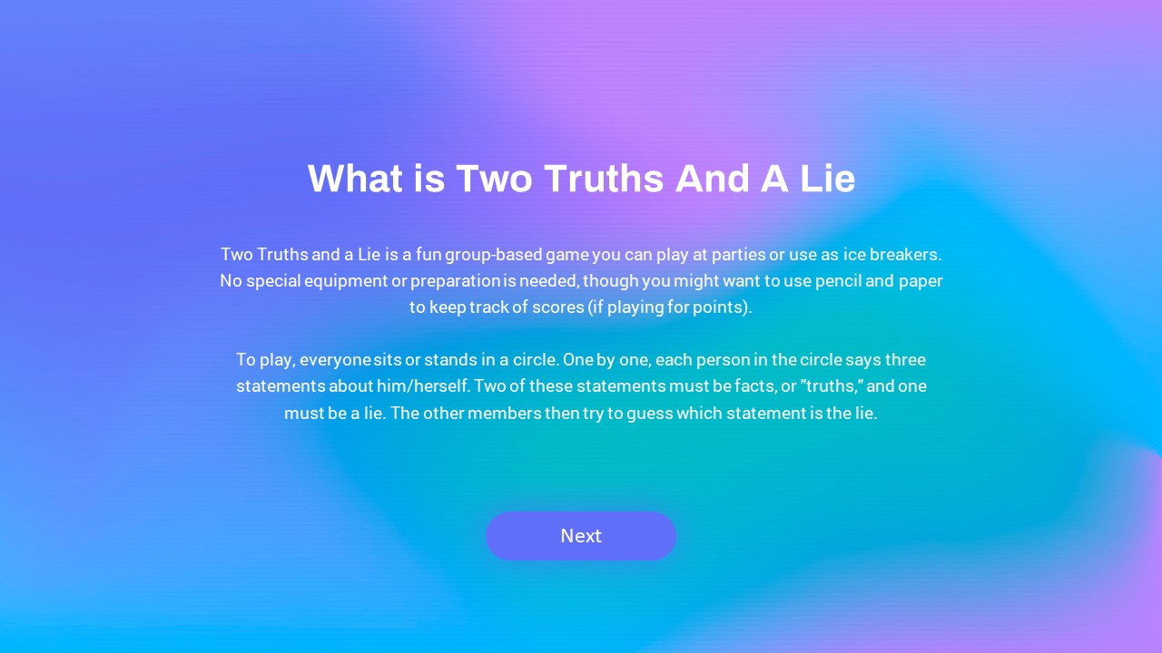 Free Two Truths And A Lie PowerPoint Template