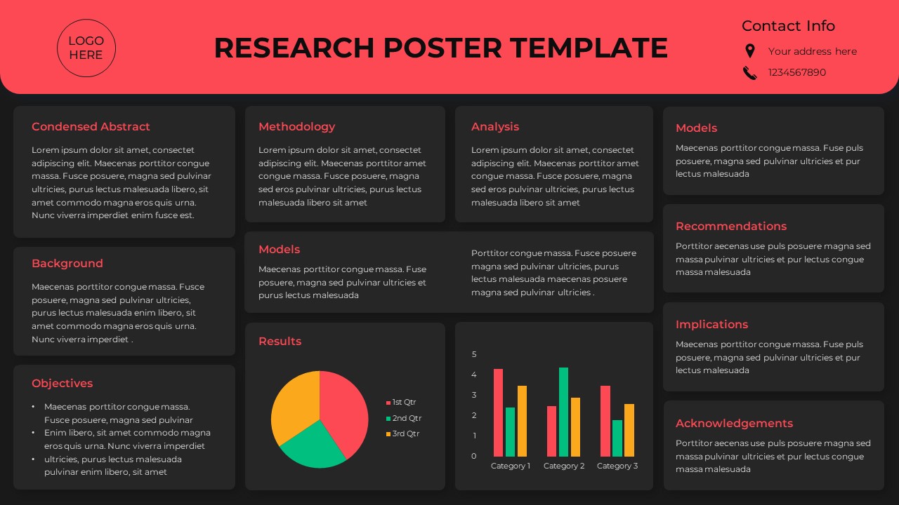 Free PowerPoint Research Poster Template Dark