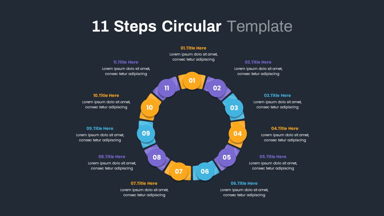 11 Steps Circular ppt Template