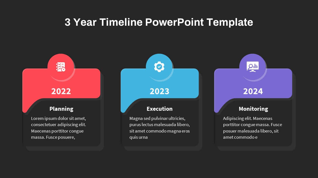 3 Year Timeline PowerPoint slide