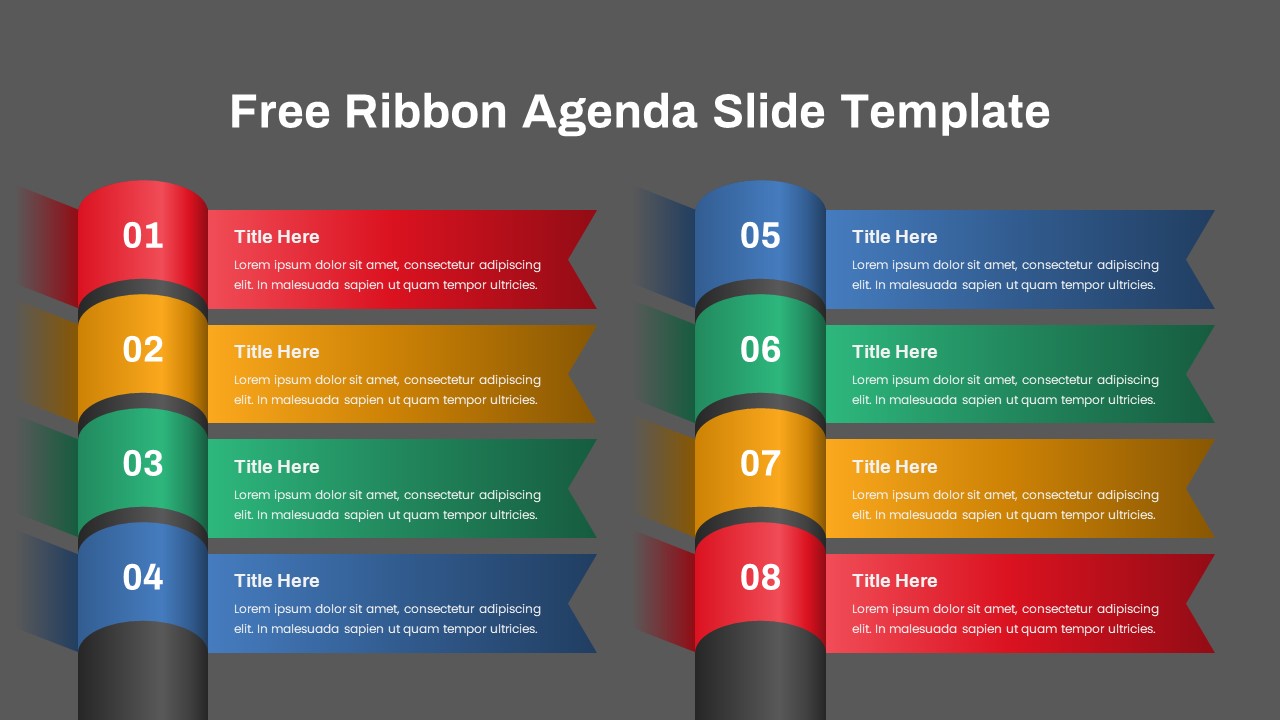 Free Ribbon Agenda PowerPoint slide