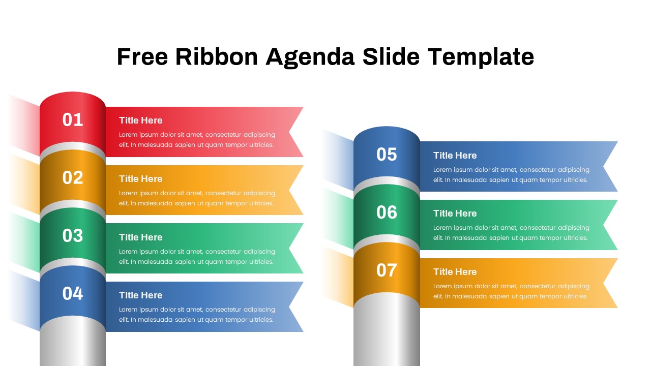 Free Ribbon Agenda Ppt Template