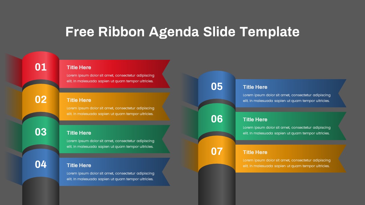 Free Ribbon Agenda ppt slide