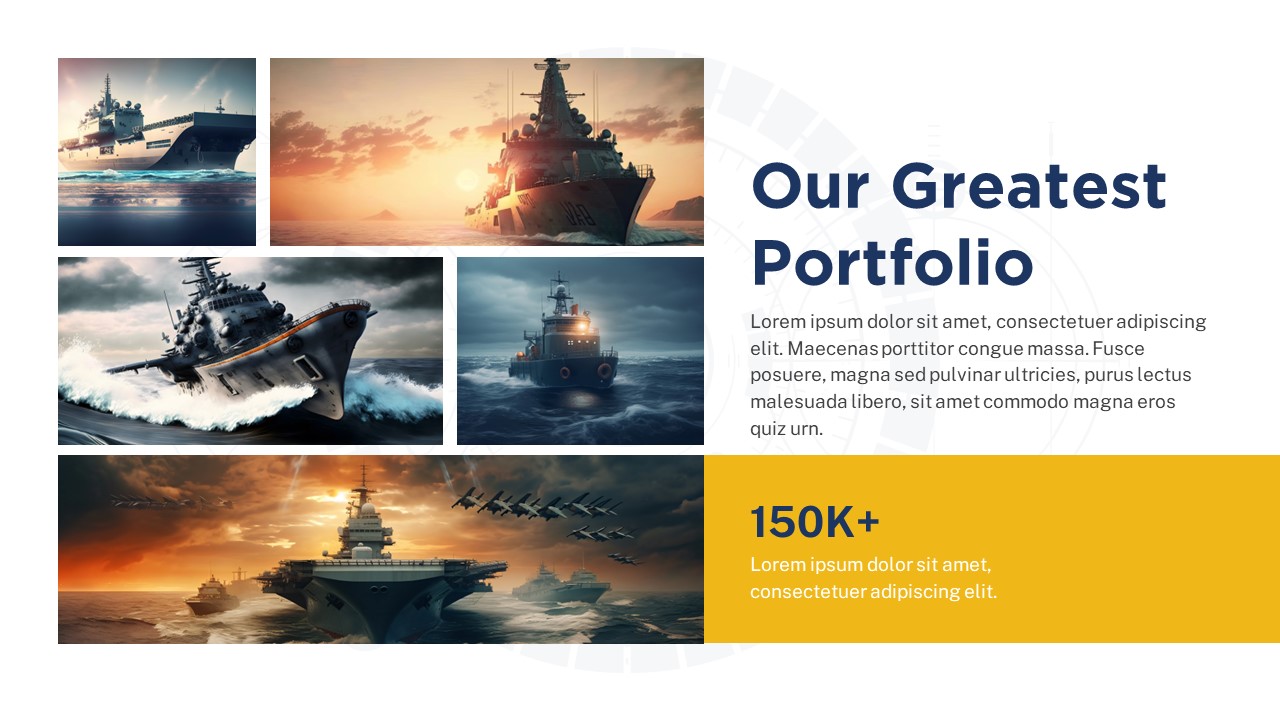 Navy PowerPoint portfolio slide