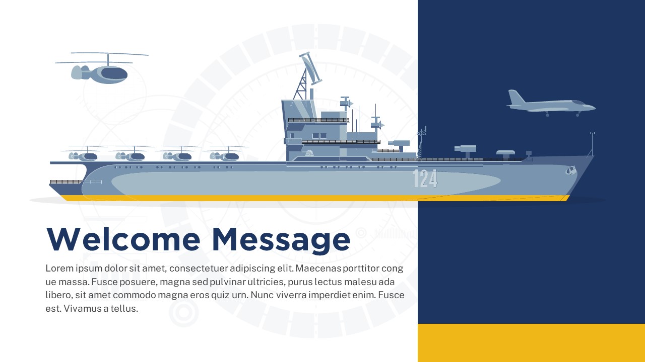 Navy PowerPoint welcome slide