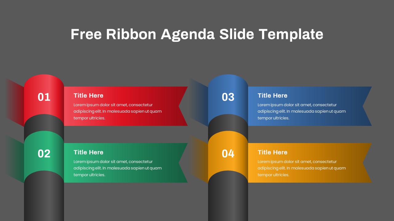 Ribbon Agenda Ppt slide