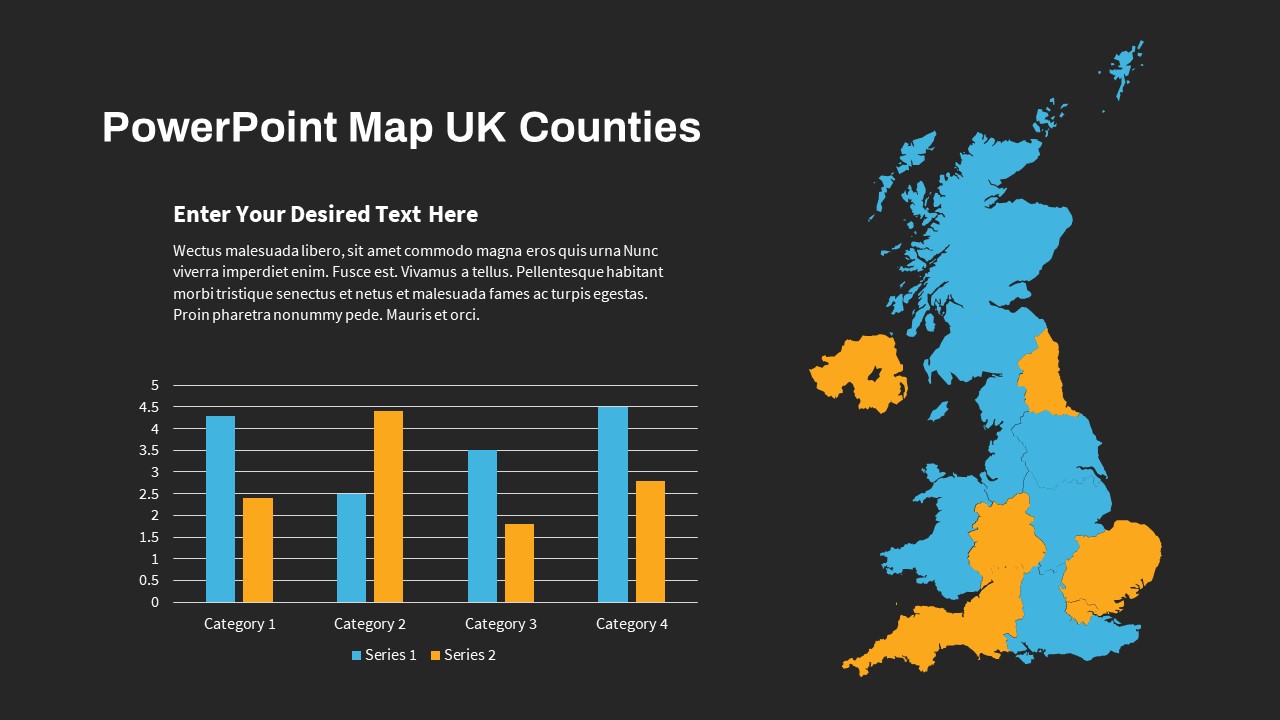 UK Counties Map PowerPoint Slide