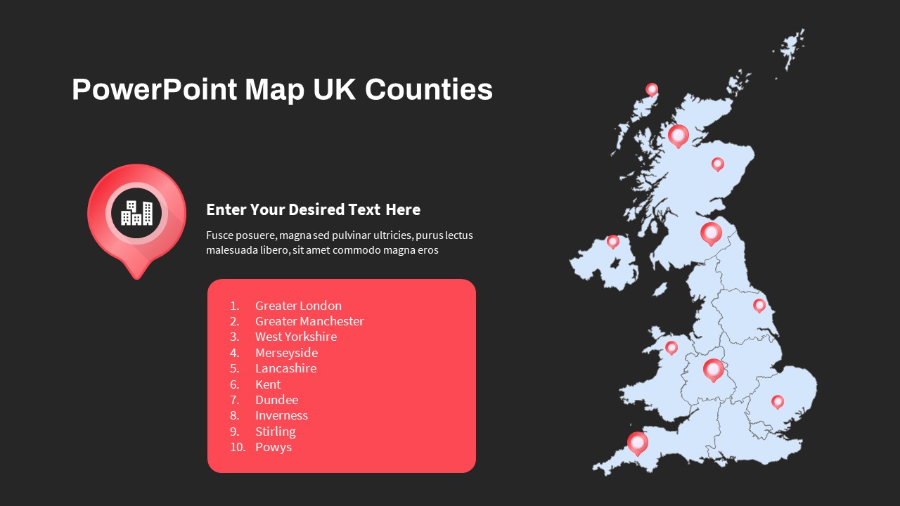 United Kingdom Map ppt slide